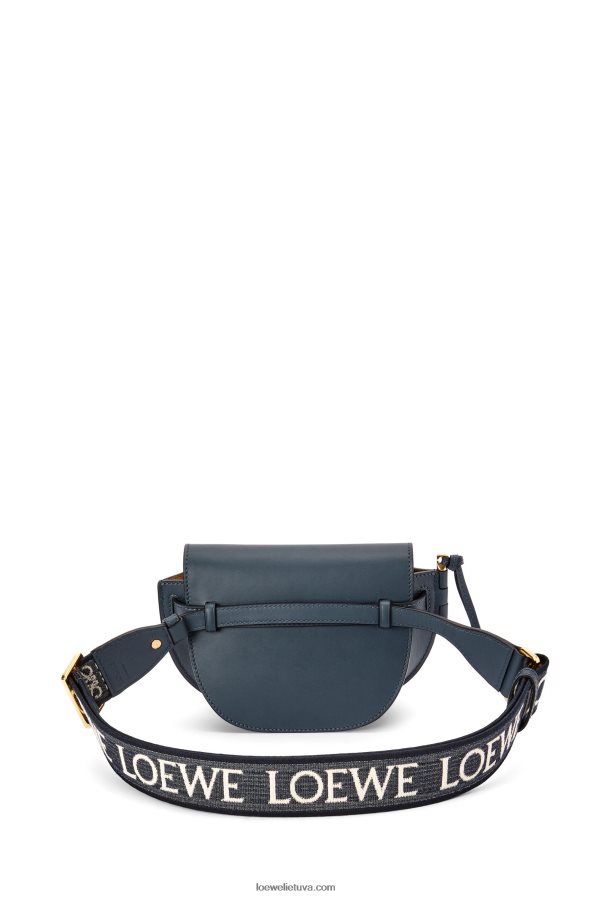 Loewe moterys mini gate dvigubas maišelis iš minkštos veršio odos ir žakardo onikso mėlyna BZ26XN268