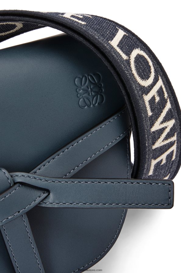 Loewe moterys mini gate dvigubas maišelis iš minkštos veršio odos ir žakardo onikso mėlyna BZ26XN268
