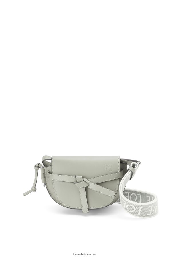 Loewe moterys mini gate dvigubas maišelis iš minkštos veršio odos ir žakardo pelenų pilka BZ26XN276