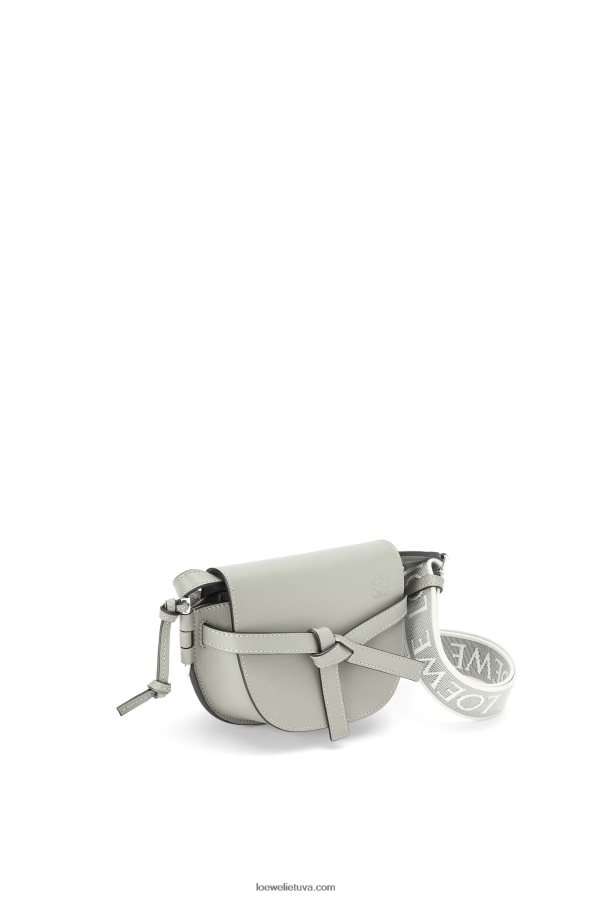 Loewe moterys mini gate dvigubas maišelis iš minkštos veršio odos ir žakardo pelenų pilka BZ26XN276