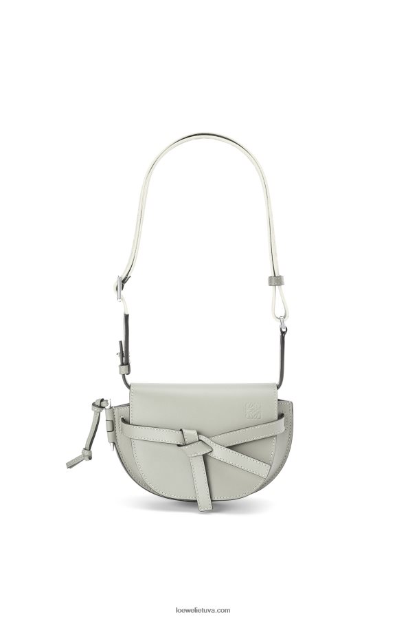 Loewe moterys mini gate dvigubas maišelis iš minkštos veršio odos ir žakardo pelenų pilka BZ26XN276