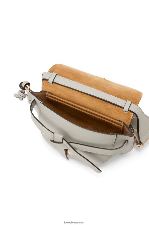 Loewe moterys mini gate dvigubas maišelis iš minkštos veršio odos ir žakardo pelenų pilka BZ26XN276