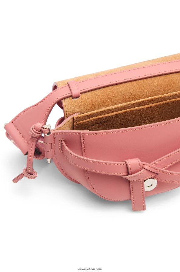 Loewe moterys mini gate dvigubas maišelis iš minkštos veršio odos ir žakardo persikų žydėjimas BZ26XN554