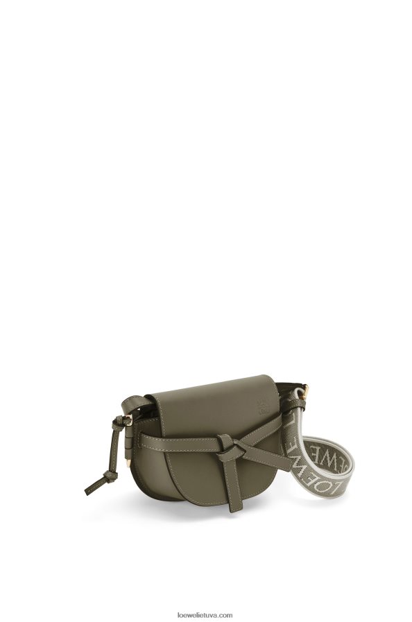Loewe moterys mini gate dvigubas maišelis iš minkštos veršio odos ir žakardo rudens žalia BZ26XN239