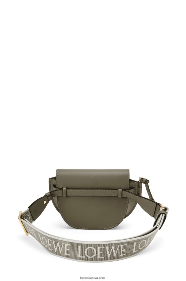 Loewe moterys mini gate dvigubas maišelis iš minkštos veršio odos ir žakardo rudens žalia BZ26XN239