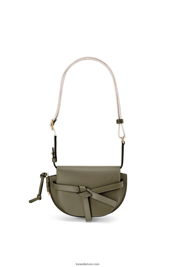 Loewe moterys mini gate dvigubas maišelis iš minkštos veršio odos ir žakardo rudens žalia BZ26XN239