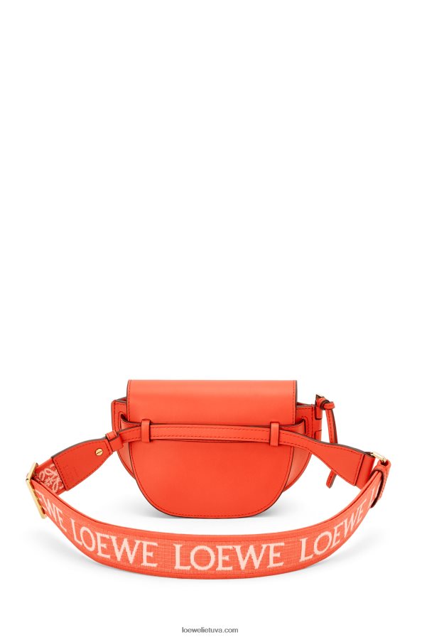 Loewe moterys mini gate dvigubas maišelis iš minkštos veršio odos ir žakardo saulėtekio oranžinė BZ26XN212