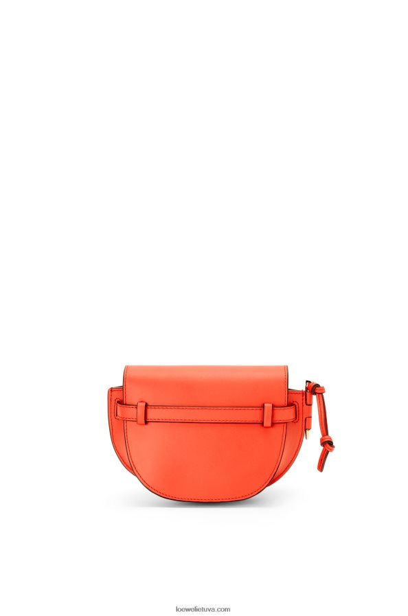 Loewe moterys mini gate dvigubas maišelis iš minkštos veršio odos ir žakardo saulėtekio oranžinė BZ26XN212