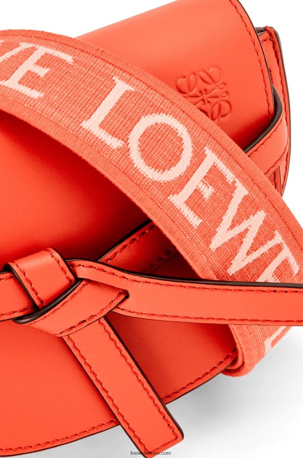 Loewe moterys mini gate dvigubas maišelis iš minkštos veršio odos ir žakardo saulėtekio oranžinė BZ26XN212