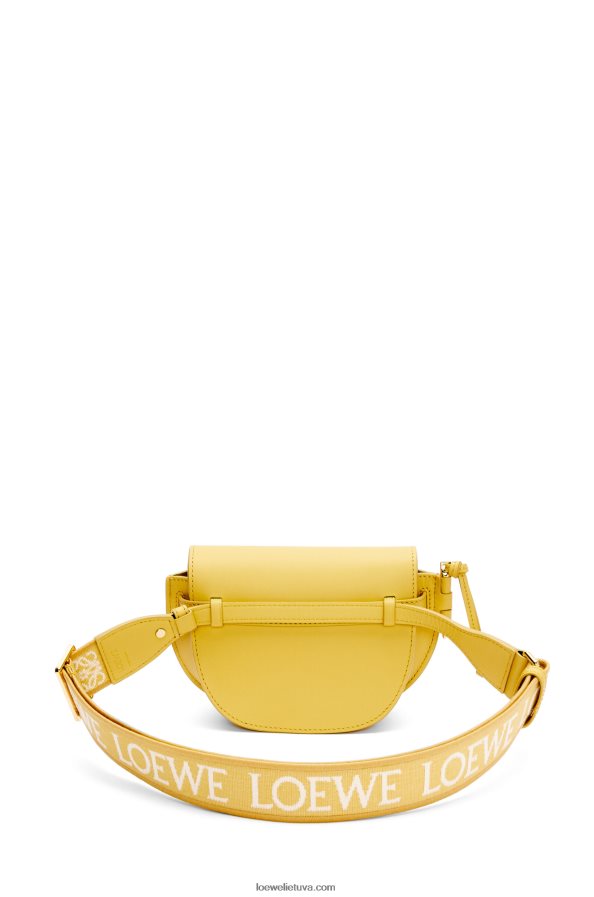 Loewe moterys mini gate dvigubas maišelis iš minkštos veršio odos ir žakardo tamsiai geltona BZ26XN262