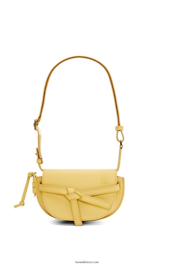 Loewe moterys mini gate dvigubas maišelis iš minkštos veršio odos ir žakardo tamsiai geltona BZ26XN262