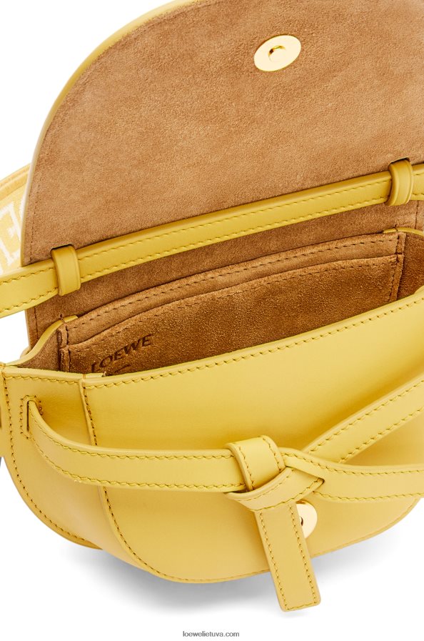 Loewe moterys mini gate dvigubas maišelis iš minkštos veršio odos ir žakardo tamsiai geltona BZ26XN262