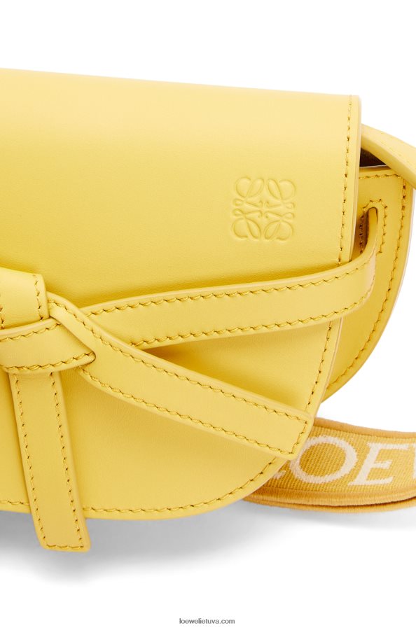 Loewe moterys mini gate dvigubas maišelis iš minkštos veršio odos ir žakardo tamsiai geltona BZ26XN262