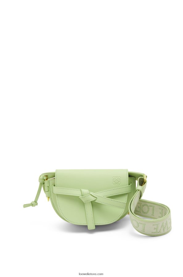 Loewe moterys mini gate dvigubas maišelis iš minkštos veršio odos ir žakardo šviesiai šviesiai žalia BZ26XN232