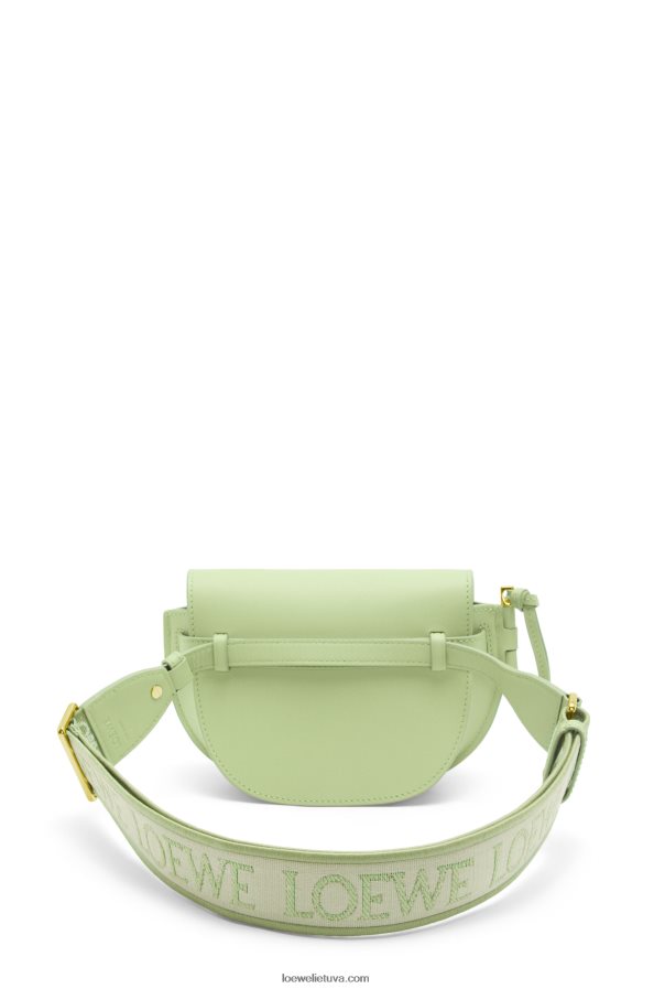 Loewe moterys mini gate dvigubas maišelis iš minkštos veršio odos ir žakardo šviesiai šviesiai žalia BZ26XN232