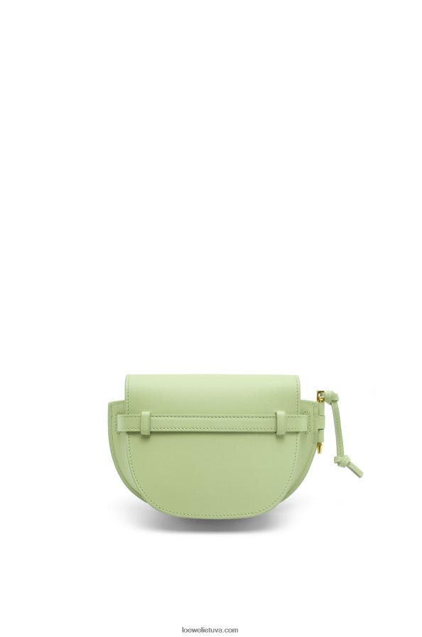 Loewe moterys mini gate dvigubas maišelis iš minkštos veršio odos ir žakardo šviesiai šviesiai žalia BZ26XN232