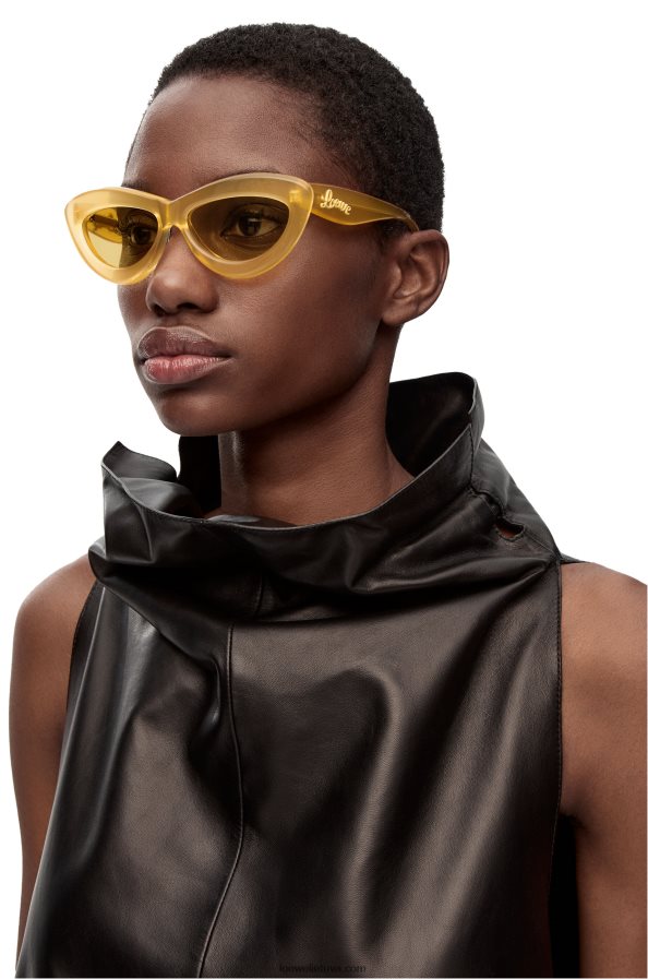 Loewe moterys acetato katės akių akiniai nuo saulės kanarėlių geltonumo BZ26XN1504
