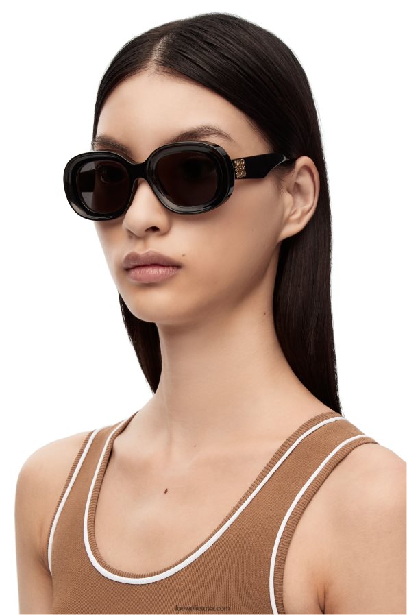 Loewe moterys ovalūs akiniai nuo saulės acetato juodas BZ26XN1482
