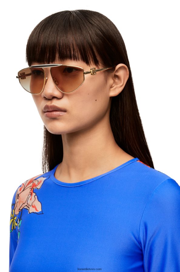 Loewe moterys spoileris nauji metaliniai aviator akiniai nuo saulės žiemos ruda BZ26XN1448