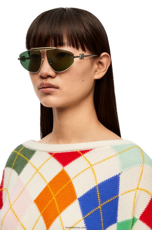 Loewe moterys spoileris nauji metaliniai aviator akiniai nuo saulės tamsiai žalia BZ26XN1449