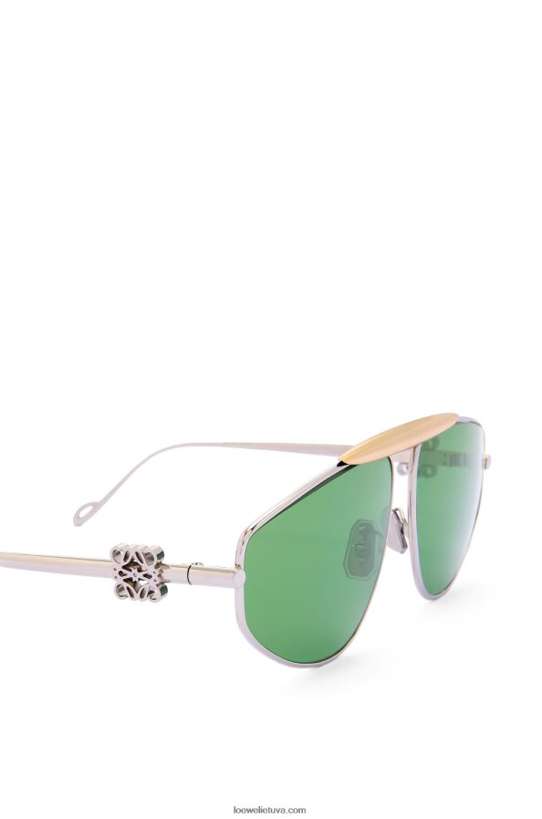 Loewe moterys spoileris nauji metaliniai aviator akiniai nuo saulės tamsiai žalia BZ26XN1449