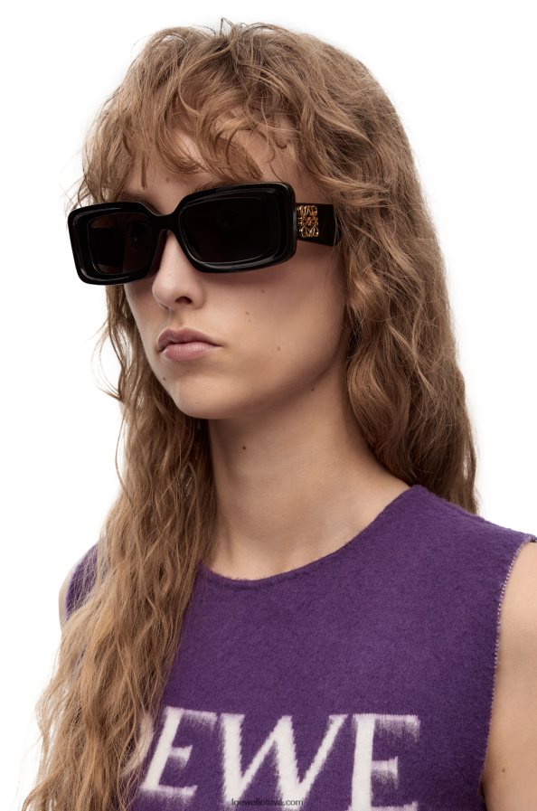 Loewe moterys stačiakampiai akiniai nuo saulės acetato juodas BZ26XN1426