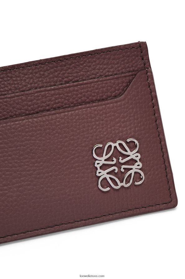 Loewe moterys anagraminis paprastas kortelių laikiklis iš akmenukų grūdėtosios veršiuko odos bordo BZ26XN1358