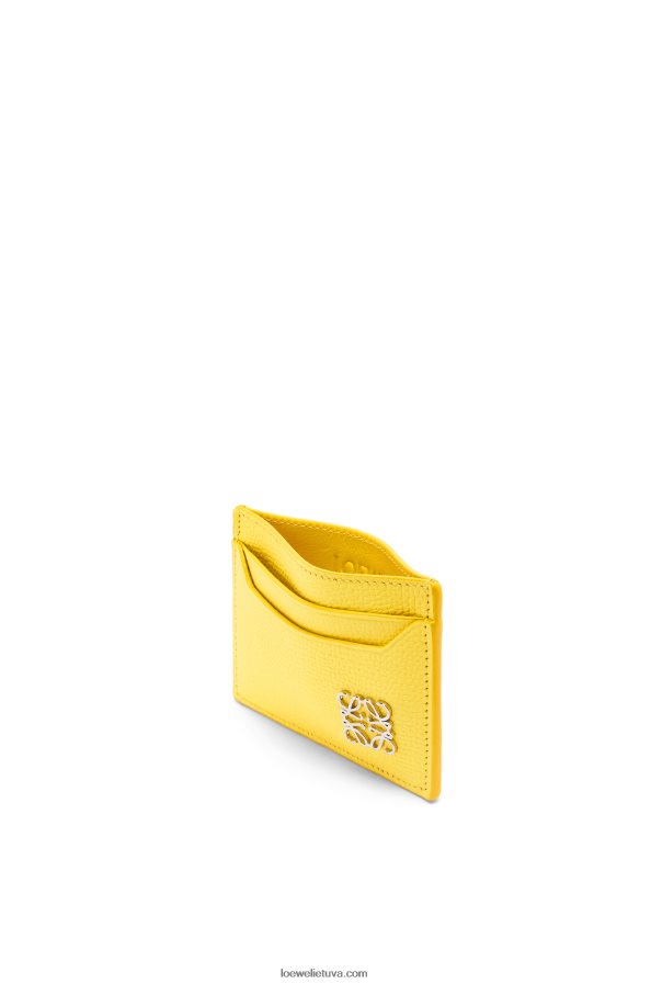 Loewe moterys anagraminis paprastas kortelių laikiklis iš akmenukų grūdėtosios veršiuko odos citrina BZ26XN1402