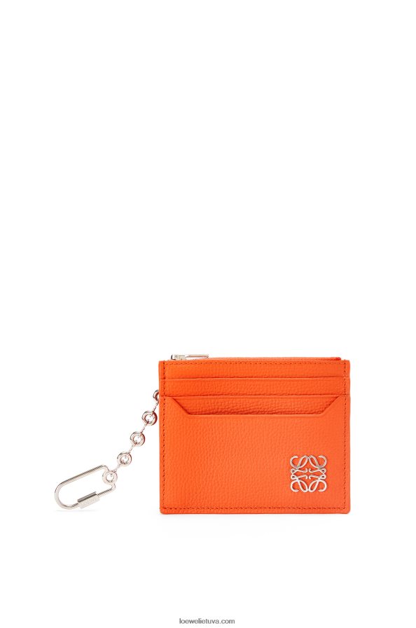Loewe moterys anagramos kvadratinis kortelių laikiklis iš žvirgždo veršio odos su grandinėle oranžinė BZ26XN1397