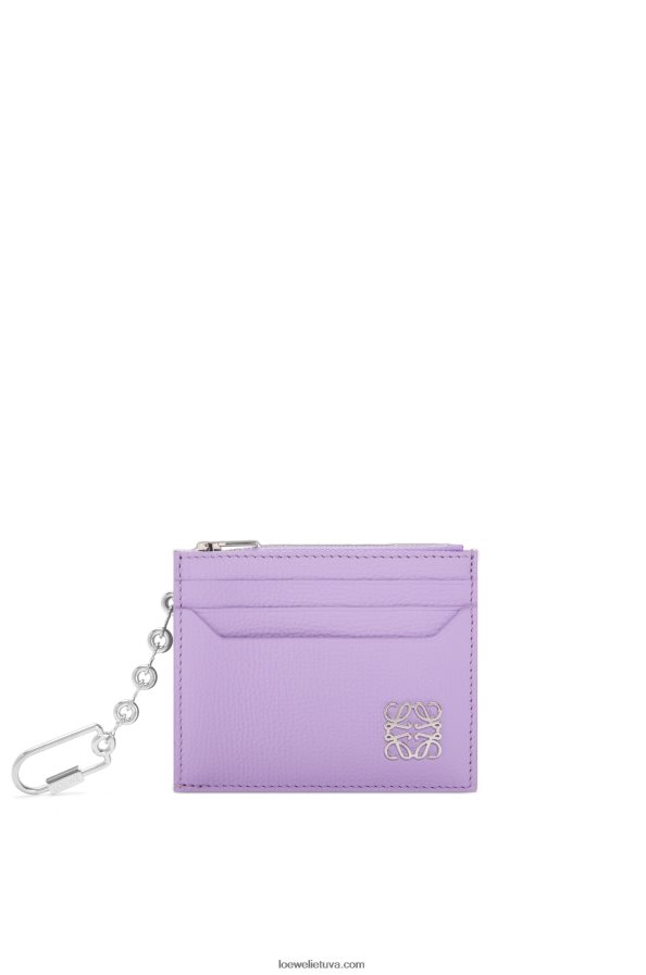 Loewe moterys anagramos kvadratinis kortelių laikiklis iš žvirgždo veršio odos su grandinėle šviesiai violetinė BZ26XN1323