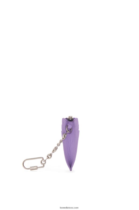 Loewe moterys anagramos kvadratinis kortelių laikiklis iš žvirgždo veršio odos su grandinėle šviesiai violetinė BZ26XN1323