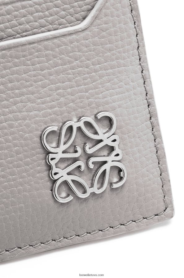Loewe moterys anagramos kvadratinis rakto kortelių laikiklis iš žvirgždo grūdėtos odos perlų pilka BZ26XN1321