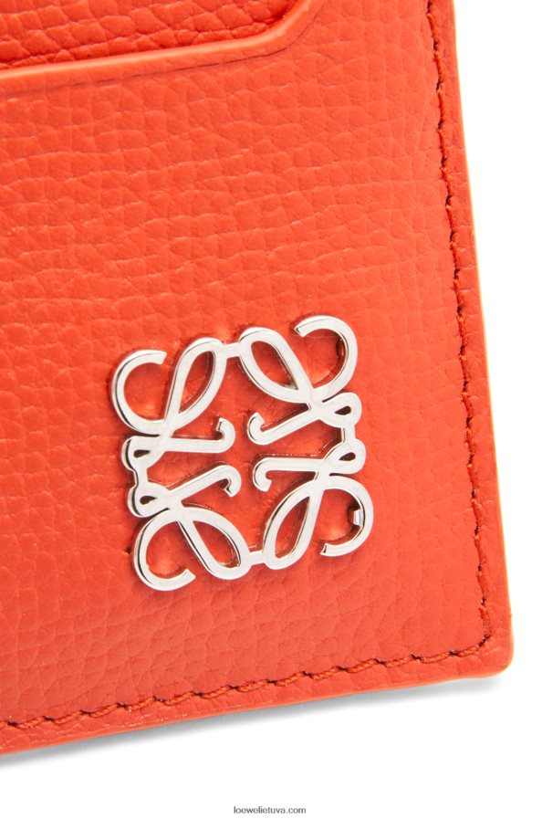 Loewe moterys anagramos kvadratinis rakto kortelių laikiklis iš žvirgždo grūdėtos odos saulėtekio oranžinė BZ26XN1324
