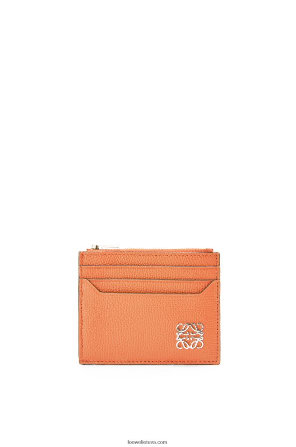 Loewe moterys anagramos kvadratinis užtrauktuku kortelių laikiklis iš žvirgždo grūdėtos odos koralinis rifas BZ26XN1399