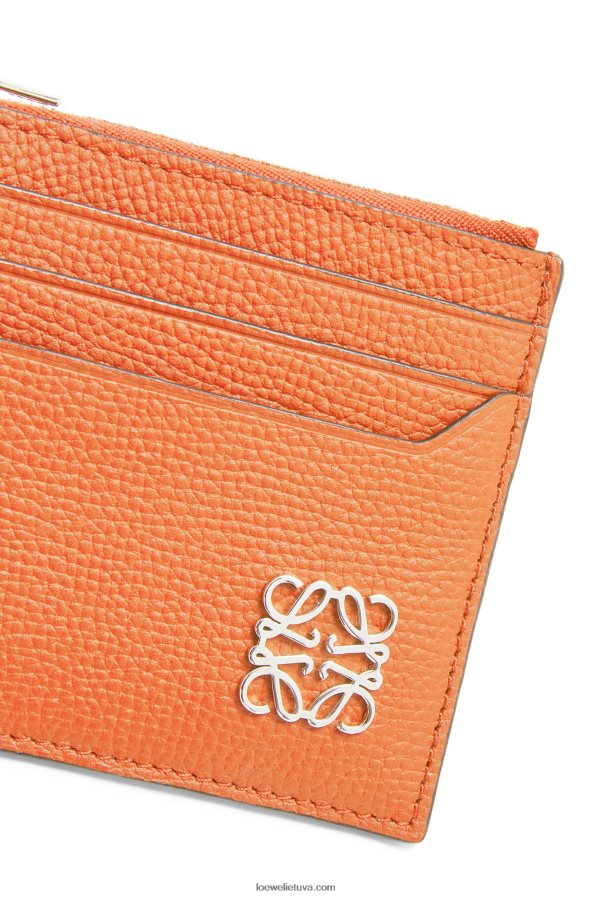 Loewe moterys anagramos kvadratinis užtrauktuku kortelių laikiklis iš žvirgždo grūdėtos odos koralinis rifas BZ26XN1399