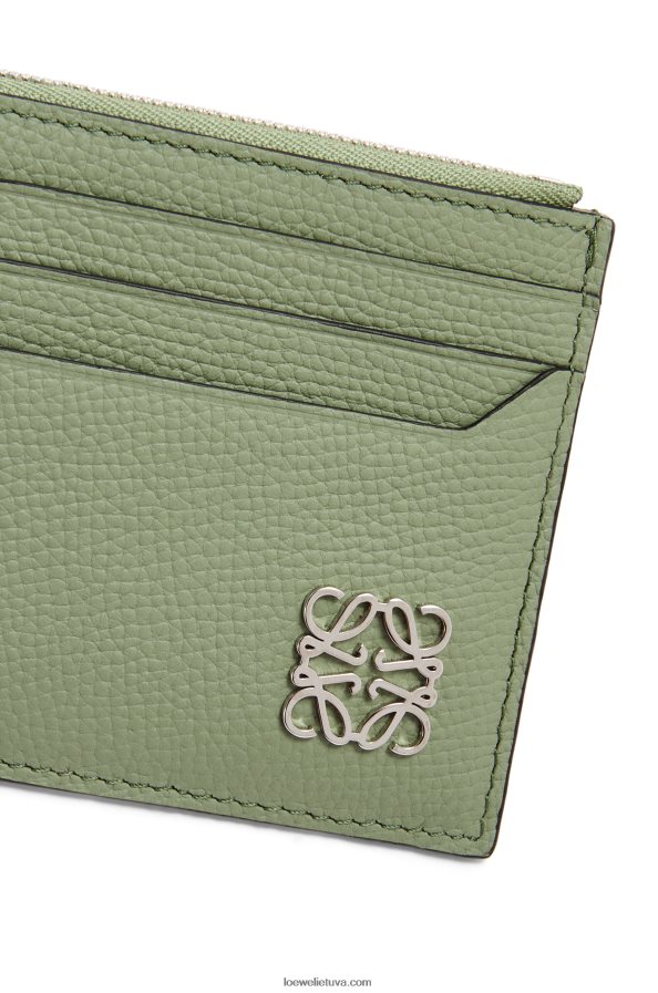 Loewe moterys anagramos kvadratinis užtrauktuku kortelių laikiklis iš žvirgždo grūdėtos odos rozmarinas BZ26XN1398