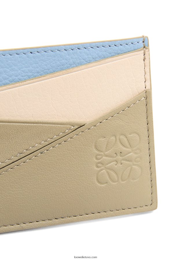Loewe moterys dėlionė paprastas kortelių laikiklis iš klasikinės veršiuko odos dulkėta mėlyna/šalavijų žalia BZ26XN1327