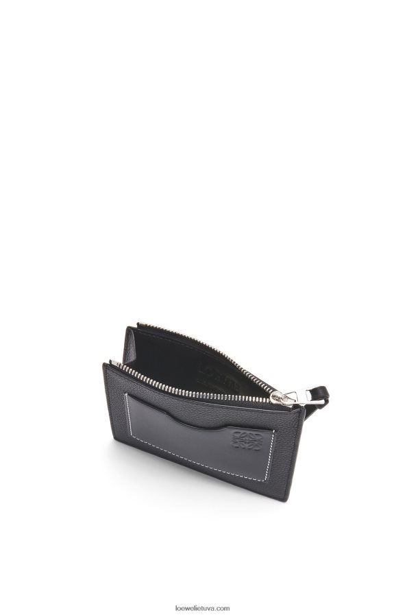 Loewe moterys didelis monetų kortelių laikiklis iš minkštos grūdėtos veršienos juodas BZ26XN1386