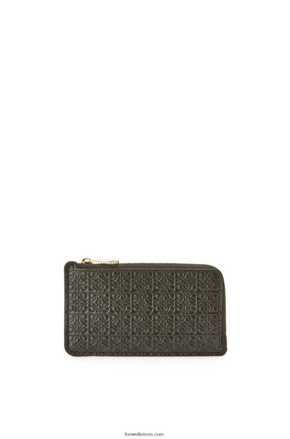Loewe moterys kartotinis monetų kortelių laikiklis iš reljefinės šilkinės veršio odos juodas BZ26XN1346
