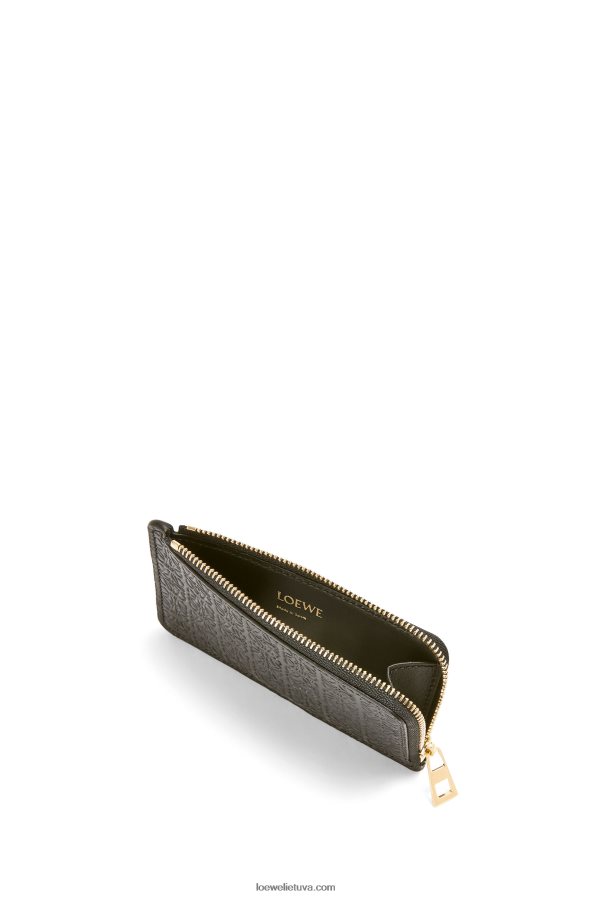 Loewe moterys kartotinis monetų kortelių laikiklis iš reljefinės šilkinės veršio odos juodas BZ26XN1346