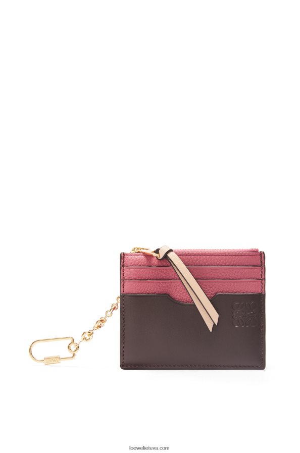 Loewe moterys kvadratinis kortelių laikiklis iš minkštos grūdėtos veršienos su grandinėle slyva/šokoladas BZ26XN1379