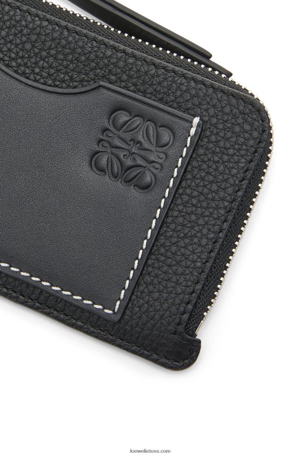 Loewe moterys monetų kortelių laikiklis iš minkštos grūdėtos veršiuko odos juodas BZ26XN1339