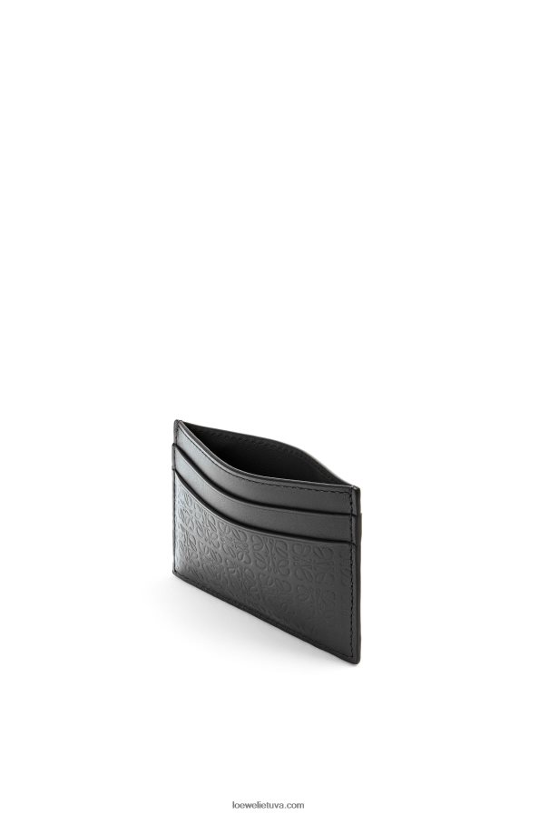 Loewe moterys pakartokite paprastą kortelių laikiklį iš reljefinės šilkinės veršio odos juodas BZ26XN1360