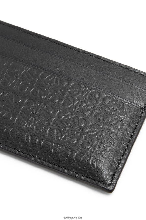 Loewe moterys pakartokite paprastą kortelių laikiklį iš reljefinės šilkinės veršio odos juodas BZ26XN1360