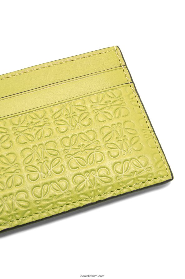 Loewe moterys pakartokite paprastą kortelių laikiklį iš reljefinės šilkinės veršio odos kalkių geltonumo BZ26XN1401