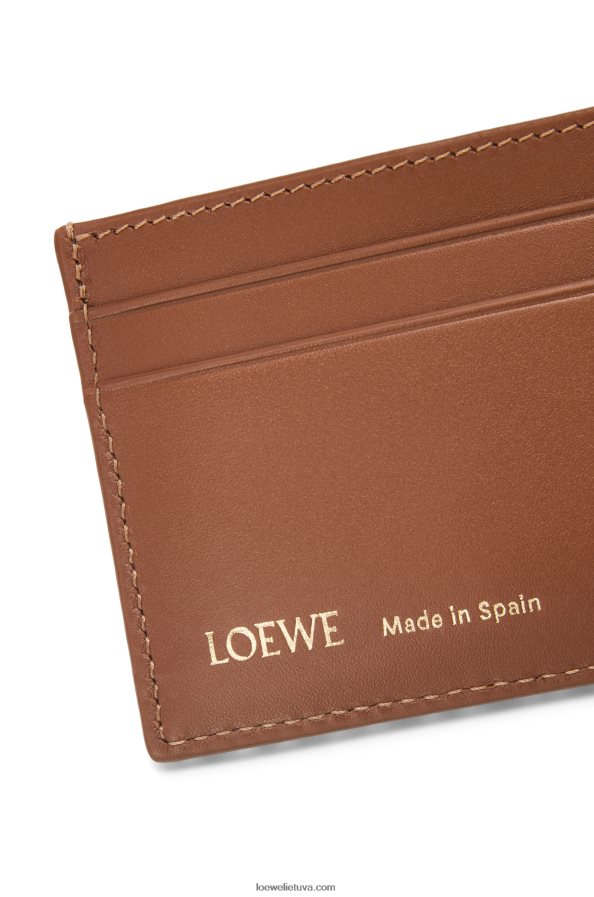 Loewe moterys paprastas kortelių laikiklis iš žakardo ir veršiuko odos įdegis/pekano riešutas BZ26XN1391