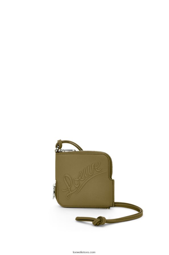 Loewe moterys dvigubas monetų dėklas iš klasikinės veršiuko odos alyvuogių BZ26XN1334
