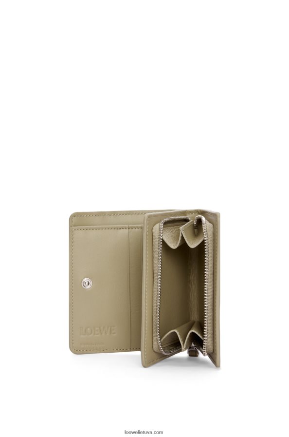 Loewe moterys Dėlionė, kompaktiška klasikinės veršio odos piniginė su užtrauktuku dulkėta mėlyna/šalavijų žalia BZ26XN1213