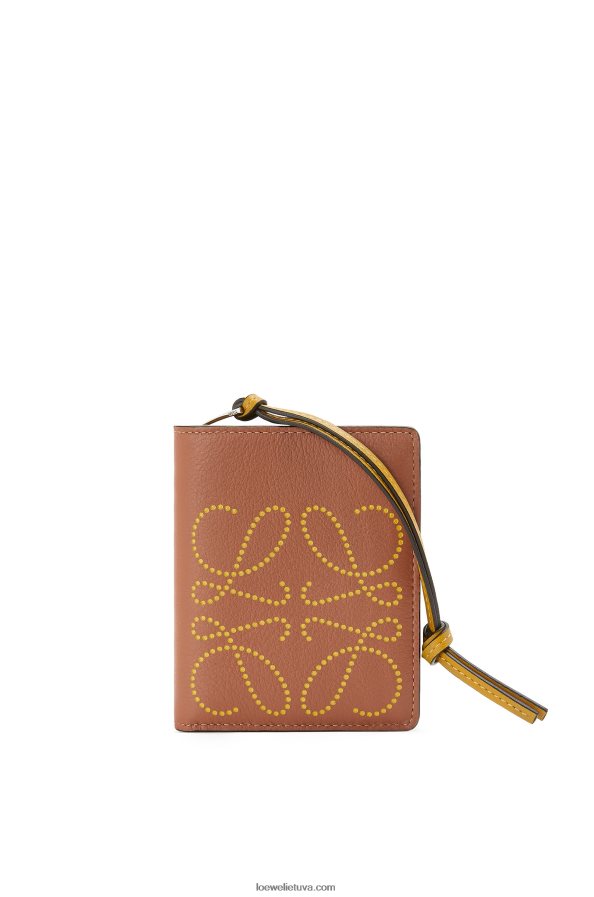Loewe moterys Kompaktiška klasikinio blauzdos odos piniginė su užtrauktuku įdegis/ochra BZ26XN1301