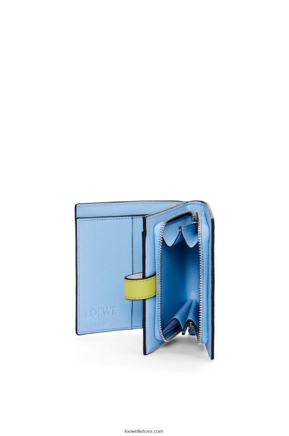 Loewe moterys Kompaktiška piniginė su užtrauktuku iš minkštos blauzdos odos švelniai balta/kalkių geltona BZ26XN1229